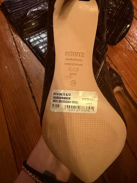 SCHUTZ Maryana Over the Knee Boot - Chocolate Brown Croc - Picture 7 of 7